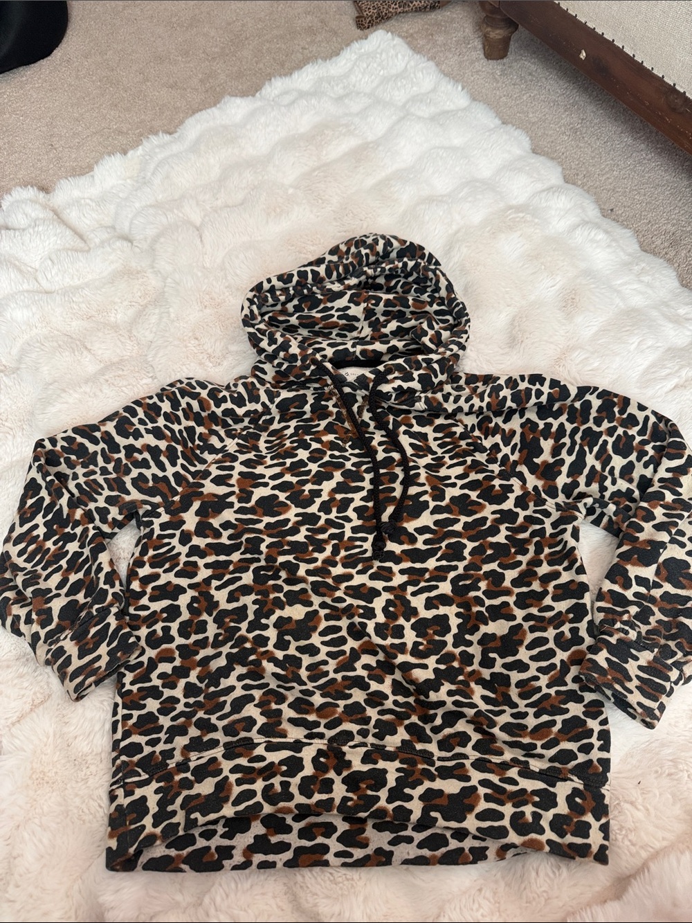 Lou & Grey Leopard Print Pullover Hoodie in Brown and Black